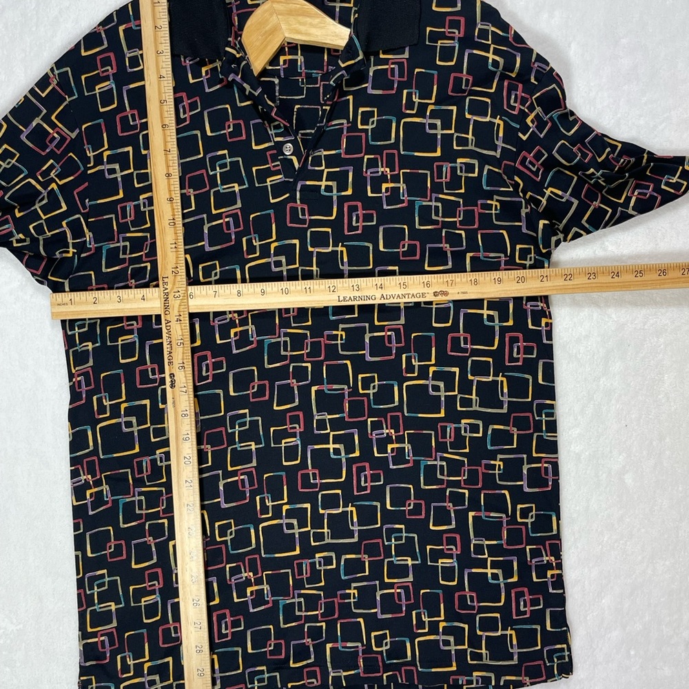 Old Skool Black Polo Shirt with Geometric Design - Picture 5 of 7